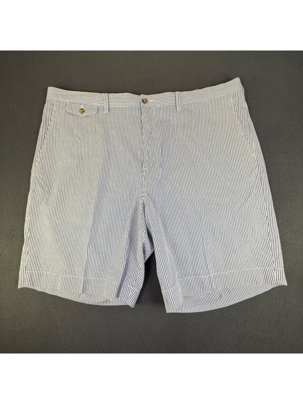 Polo Ralph Lauren Mens Sz42 Stretch Straight Fit Seersucker Pony Blue Shorts EUC
